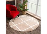 Hochflor-Teppich SANAT "Madrid", beige, H:30mm Ø:80cm, Kunstfaser, Teppiche, Wohnzimmer, Langflor, Shaggy Teppich