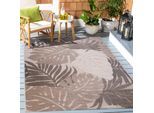 Teppich SANAT "Floral Outdoor", beige (natur), B:60cm H:6mm L:110cm, Kunstfaser, Teppiche, Teppich, In- und Outdoor geeignet, florales Design, Balkon, Terasse