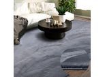 Teppich VILLEROY & BOCH "Leon", grau (anthrazit), B:200cm H:15mm L:290cm, Polyester, Teppiche, Teppich, Langflor, Shaggy, uni, flauschig weich, glänzend, Kaninchenfell Haptik