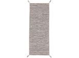 Teppich CARPETFINE "Kelim Azizi, auch als Läufer erhältlich", beige, B:80cm H:5mm L:300cm, Baumwolle, Teppiche, Teppich, handgewebt, Baumwolle, Wendeteppich mit Fransen, Fleckerl, Wohnzimmer