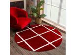 Hochflor-Teppich SANAT "Madrid", rot, H:30mm Ø:120cm, Kunstfaser, Teppiche, Wohnzimmer, Langflor, Shaggy Teppich