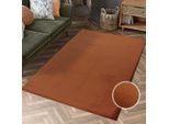 Hochflor-Teppich CARPET CITY "TOPIA 400", orange (terra), B:200cm H:21mm L:290cm, Polyester, Teppiche, Kunstfell-Teppich mit Kaninchenfell-Optik, Haptik, Schlafzimmer