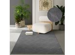 Teppich THE CARPET "Rio", grau (anthrazit), B:80cm H:8mm L:150cm, Polyester, Teppiche, Teppich, weicher Wohnzimmer Teppich rutschfest 3D-Optik