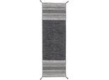 Teppich CARPETFINE "Kelim Azizi, auch als Läufer erhältlich", schwarz, B:75cm H:5mm L:240cm, Baumwolle, Teppiche, Teppich, handgewebt, Baumwolle, Wendeteppich mit Fransen, Fleckerl, Wohnzimmer