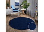 Teppich SANAT "Uni", blau (navy), H:13mm Ø:80cm, Kunstfaser, Teppiche, Teppich, robuster Kurzflorteppich, große Farbauswahl, Wohnzimmer, alle Räume