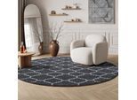 Teppich SANAT "Boho 8202", grau (schwarz), H:10mm Ø:150cm, Kunstfaser, Teppiche, Teppich, Kurzflor, robust, Boho, Scandic, für Fussbodenheizung geeignet