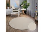 Teppich SANAT "Uni", beige (creme), H:13mm Ø:80cm, Kunstfaser, Teppiche, Teppich, robuster Kurzflorteppich, große Farbauswahl, Wohnzimmer, alle Räume
