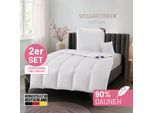 Daunenbettdecke + Federkissen SPESSARTTRAUM "First Class", weiß, B/L: 135cm x 200cm Anzahl Teile 1, B/L: 80cm x 80cm Anzahl Teile 1, Bezug: Baumwolle Füllung: Entendaune/-feder, warm, Bettdecken Bezug: 100% Baumwolle. Kopfkissen Bezug: 100% Baumwolle. Bettdecken Füllung: 90% Daunen, 10% Federn. Kopfkissen Füllung: 70% Federn, 30% Daunen, Bettwaren-Sets, Daunenbettdecke + Federkissen, Sparset: 5 Wä