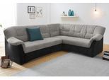 Ecksofa DOMO COLLECTION "SARAFINA 240x190 cm, auch mit Federkern für mehr Sitzkomfort", schwarz-weiß (schwarz, weiß, grau), B:240cm H:83cm T:190cm, Microfaser PRIMABELLE (100% Polyester) / Struktur (90% Polyester; 10% Polyacryl);Luxus-Microfaser (92% Polyester, 8% Nylon);Microfaser PRIMABELLE (100% Polyester), Sofas, Ecksofa, whlw. mit Bettfunktion, elegantes Design, L-Form