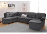 Wohnlandschaft DOMO COLLECTION "SARAFINA 295x83x180 cm, auch mit Federkern für mehr Sitzkomfort", grau (anthrazit), B:295cm H:83cm T:180cm, Luxus-Microfaser (92% Polyester, 8% Nylon);Microfaser PRIMABELLE (100% Polyester);Microfaser PRIMABELLE (100% Polyester) / Struktur (90% Polyester; 10% Polyacryl), Sofas, Wohnlandschaft, whlw. mit Bettfunktion, elegantes Design, U-Form