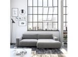 Ecksofa MUSTERRING "LUCIA zeitlos, bequem, schöne Detailverarbeitung Breite 296cm, L-Form", silber (silber samt), B:296cm H:81cm T:190cm, Flachgewebe VALMONT (60% Baumwolle/40% Leinen);Leder PURO, pigmentiertes Leder;Microfaser CRONA (100% Polyester);Flachgewebe FLORIS (100% Polyester);Leder BAX, pigmentiertes Leder, Sofas, Ecksofa