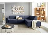 Ecksofa DOMO COLLECTION "Amora, bequem & zeitlos, Breite 263cm, Federkern, L-Form", blau (dunkelblau), B:263cm H:81cm T:191cm, Sofas, Ecksofa, mit Federkern, Fußhöhe passend für gängige Saugroboter
