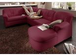 Wohnlandschaft DOMO COLLECTION "Papenburg, zeitlose Rückensteppung, elegante Formensprache, U-Form", rot, B:297cm H:84cm T:180cm, Struktur ( 90% Polyester, 10% Polyacryl);Microfaser PRIMABELLE (100% Polyester);Kunstleder SOFTLUX;Luxus-Microfaser (100% Polyester), Sofas, Wohnlandschaft, in großer Farbvielfalt, wahlweise mit Bettfunktion