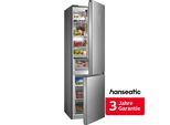 HANSEATIC Kühl-/Gefrierkombination, Energieeffizienz: A, silber (edelstahl optik), Rechtsanschlag, nicht wechselbar, Kühlschränke, inkl. 3 Jahre Herstellergarantie, Kühl-/Gefrierkombination