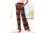 Jerseyhose BUFFALO "aus bequemen Viskosejersey", Damen, Gr. 36, N-Gr, blau (marine, bedruckt), Jersey, Obermaterial: 100% Viskose, bedruckt, figurumspielend lang, Hosen Jerseyhose, mit Alloverdruck und elastischem Bund, leichte Sommerhose, casual, Topseller