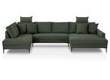 Wohnlandschaft TRENDS BY HG "Summer", grün (b808 zoom 11 wintermoss), B:360cm H:86cm T:195,5cm, Sofas, Wohnlandschaft, in Cord-Stoff mit Metallfuß