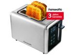 HANSEATIC Toaster "HT9007BD, mit Brötchenaufsatz", silber (silberfarben, schwarz), B:16cm H:19cm T:28cm, Toaster, inkl. 3 Jahre Herstellergarantie, Toaster