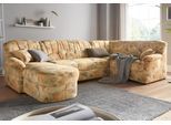 Wohnlandschaft DOMO COLLECTION "Bahia mit viel Platz, zeitloses Design, U-Form", beige, B:308cm H:91cm T:200cm, Luxus-Microfaser (100% Polyester), mit Muster;Struktur (100% Polyester), Sofas, Wohnlandschaft, wahlweise mit Bettfunktion
