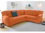 Ecksofa DOMO COLLECTION "SARAFINA 240x190 cm, auch mit Federkern für mehr Sitzkomfort", orange (terrakotta), B:240cm H:83cm T:190cm, Microfaser PRIMABELLE (100% Polyester) / Struktur (90% Polyester; 10% Polyacryl);Luxus-Microfaser (92% Polyester, 8% Nylon);Microfaser PRIMABELLE (100% Polyester), Sofas, Ecksofa, whlw. mit Bettfunktion, elegantes Design, L-Form
