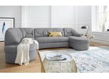 Wohnlandschaft DOMO COLLECTION "SARAFINA 295x83x180 cm, auch mit Federkern für mehr Sitzkomfort", grau, B:295cm H:83cm T:180cm, Luxus-Microfaser (92% Polyester, 8% Nylon);Microfaser PRIMABELLE (100% Polyester);Microfaser PRIMABELLE (100% Polyester) / Struktur (90% Polyester; 10% Polyacryl), Sofas, Wohnlandschaft, whlw. mit Bettfunktion, elegantes Design, U-Form