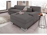 Ecksofa DOMO COLLECTION "Bero, elegant und zeitlos, flache Armlehnen, Breite 268cm L-Form", schwarz (pepper), B:268cm H:74cm T:153cm, Feinstruktur (100% Polyester);Luxus-Microfaser (100% Polyester);Zierkissen: Im jeweiligen Bezugsstoff;Struktur fein (100% Polyester), Sofas, Ecksofa, fester Sitzkomfort, wahlweise mit Bettfunktion