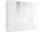 Kleiderschrank PRIESS "Schrank Garderobe Wäscheschrank Barcelona in 5 Breiten", weiß, B:230cm H:193cm T:54cm, Holzwerkstoff, Schränke, Kleiderschrank, viel Stauraum, geräumige Schubkästen, mit Spiegel, MADE IN GERMANY
