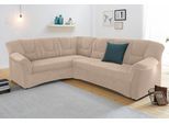 Ecksofa DOMO COLLECTION "SARAFINA 240x190 cm, auch mit Federkern für mehr Sitzkomfort", beige (natur), B:240cm H:83cm T:190cm, Microfaser PRIMABELLE (100% Polyester) / Struktur (90% Polyester; 10% Polyacryl);Luxus-Microfaser (92% Polyester, 8% Nylon);Microfaser PRIMABELLE (100% Polyester), Sofas, Ecksofa, whlw. mit Bettfunktion, elegantes Design, L-Form