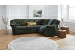 Ecksofa DOMO COLLECTION "SARAFINA 240x190 cm, auch mit Federkern für mehr Sitzkomfort", grün, B:240cm H:83cm T:190cm, Microfaser PRIMABELLE (100% Polyester) / Struktur (90% Polyester; 10% Polyacryl);Luxus-Microfaser (92% Polyester, 8% Nylon);Microfaser PRIMABELLE (100% Polyester), Sofas, Ecksofa, whlw. mit Bettfunktion, elegantes Design, L-Form