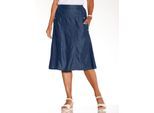 Jeansrock CLASSIC BASICS, Damen, Gr. 24, blau (blau, stone, washed), 100% Baumwolle, unifarben, knielang, Röcke Jeansrock
