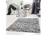 Teppich CARPET CITY "Moda 1141" Gr. 2, grau, B:80cm H:11mm L:150cm, Kunstfaser, Teppiche, Teppich, Kurzflor, Karo, weich, Wohnzimmer, Schlafzimmer