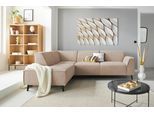 Ecksofa DOMO COLLECTION "Amora, bequem und zeitlos, L-Form", beige, B:263cm H:81cm T:191cm, Sofas, Ecksofa, mit Federkern, Fußhöhe passend für gängige Saugroboter