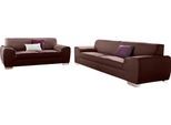 Polstergarnitur DOMO COLLECTION "Ricardo kubisch, modern & elegant, bequem, Federkernunterfederung", braun, Microfaser PRIMABELLE, Sitzmöbel-Sets, Set: 2-Sitzer und 2,5-Sitzer