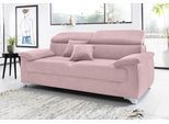 2,5-Sitzer DOMO COLLECTION "Mira inklusive Kopfteilverstellung für mehr Wohlfühlkomfort", rosa (flamingo), B:205cm H:78cm T:100cm, Zierkissen: Entsprechend jeweiligem Bezug.;Struktur (100% Polyester);Struktur fein (100% Polyester);Luxus-Microfaser (92% Polyester, 8% Nylon), Sofas, elegant und modern, komfortabel, frei im Raum stellbar
