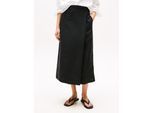 Wickelrock TOMMY HILFIGER "ESS LINEN KNEE WRAP SKIRT", Damen, Gr. 36, schwarz, Web, Obermaterial: 76% Leinen, 24% Lyocell, unifarben, regular fit wadenlang, Röcke Wickelrock, mit Leinen