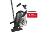 HANSEATIC Bodenstaubsauger "HEPA 12 Filtersystem, Saugkraft manuell einstellbar", schwarz (schwarz, silber), B:31cm H:25cm T:43cm, Bodenstaubsauger, inkl. 3 Jahre Herstellergarantie