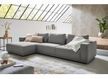 Ecksofa MUSTERRING "JustB PM200, mit Holzrahmen in schwarz", grau (anthrazit), B:316cm H:78cm T:166cm, 94% Polyester, 6% Nylon, Sofas, Ecksofa, Anreihsofa rechts & Longchair links, mit Armlehnen, inkl. Rückenkissen