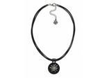 Kette mit Anhänger ALLGÄU REBELL "Tonerl", Damen, Gr. onesize, Baumwolle, schwarz, Basic, Halsketten, mit echtem Lederanhänger
