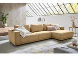 Ecksofa MUSTERRING "JustB PM200, mit Holzrahmen in schwarz", beige (curcuma), B:316cm H:78cm T:166cm, 94% Polyester, 6% Nylon, Sofas, Ecksofa, Anreihsofa links & Longchair rechts, mit Armlehnen, inkl. Rückenkissen