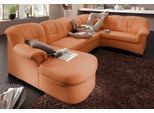 Wohnlandschaft DOMO COLLECTION "Papenburg, zeitlose Rückensteppung, elegante Formensprache, U-Form", orange (pfirsich), B:297cm H:84cm T:180cm, Struktur ( 90% Polyester, 10% Polyacryl);Microfaser PRIMABELLE (100% Polyester);Kunstleder SOFTLUX;Luxus-Microfaser (100% Polyester), Sofas, Wohnlandschaft, in großer Farbvielfalt, wahlweise mit Bettfunktion