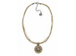 Kette mit Anhänger ALLGÄU REBELL "Tonerl", Damen, Gr. onesize, Baumwolle, grau (taupe), Basic, Halsketten, mit echtem Lederanhänger