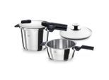 Fissler Schnellkochtopfset Vitaquick Glossy® Poliert, Silber, Metall, 2-teilig, Druckregelventil, Druckanzeige, Kochen, Töpfe, Schnellkochtöpfe