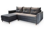 ECKSOFA PISAN L-S Grau Plüsch-Stoff mit Schlaffunktion