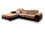 ECKSOFA ELMA L-S Beige Velours-Stoff mit Schlaffunktion