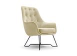 SESSEL SEDUTA, Modern Polstersessel Loungesessel, Velours-Stoff Creme
