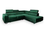 ECKSOFA NOLA R-S Grün Velours-Stoff mit Schlaffunktion