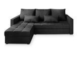 ECKSOFA KOS PIK M Schwarz Velours-Stoff mit Schlaffunktion