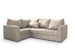 ECKSOFA LIRENO L-S Beige Plüsch-Stoff mit Schlaffunktion