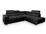ECKSOFA NOLA R-S Schwarz Velours-Stoff mit Schlaffunktion