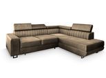ECKSOFA NOLA R-S Beige Velours-Stoff mit Schlaffunktion