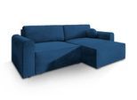 ECKSOFA FIANO M Blau Velours-Stoff mit Schlaffunktion